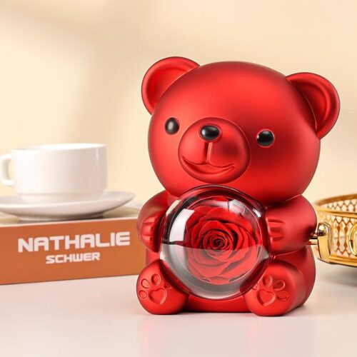 Cute Teddy Bear with Preserved Rose - Image 4