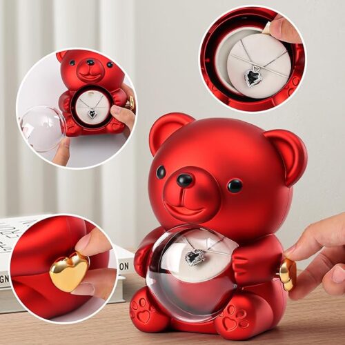Cute Teddy Bear with Preserved Rose - Image 3